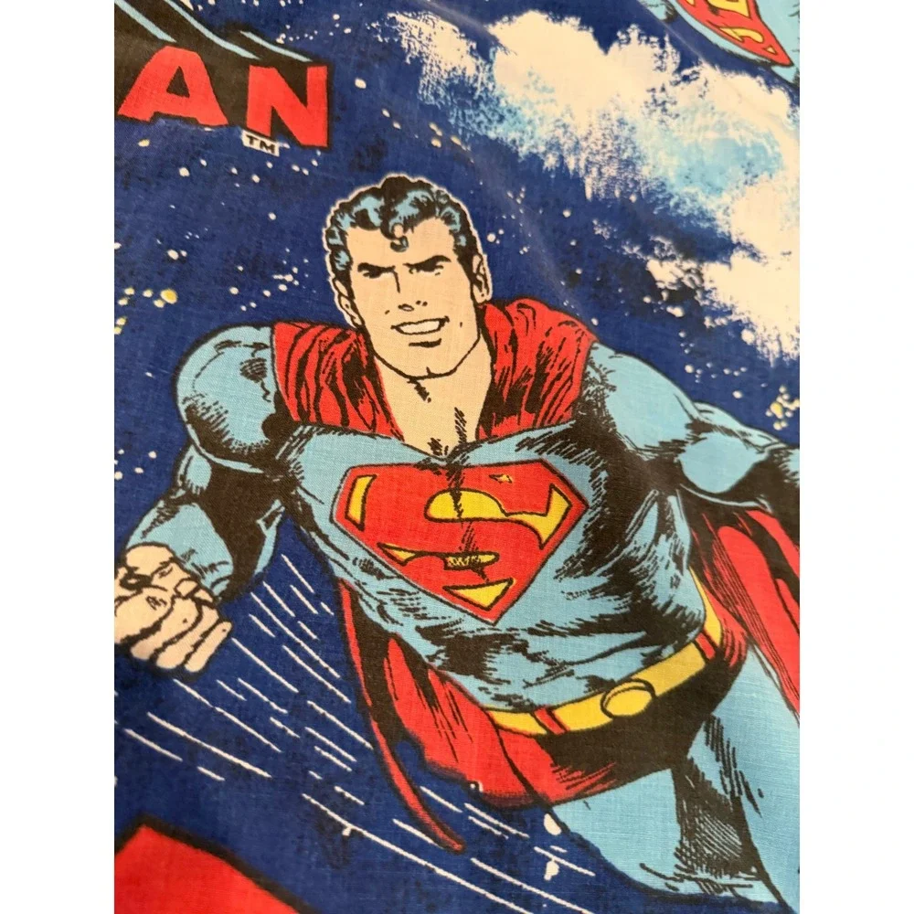 Vintage 1976 Superman Twin Fitted Sheet DC Comics USA Super Hero Bedding Rare